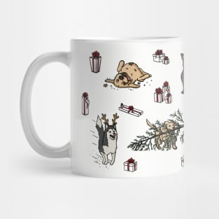 Malamute, Golden Retriever, Labrador, French Bulldog Christmas Dog And Gifts Pattern Digital Illustration Mug